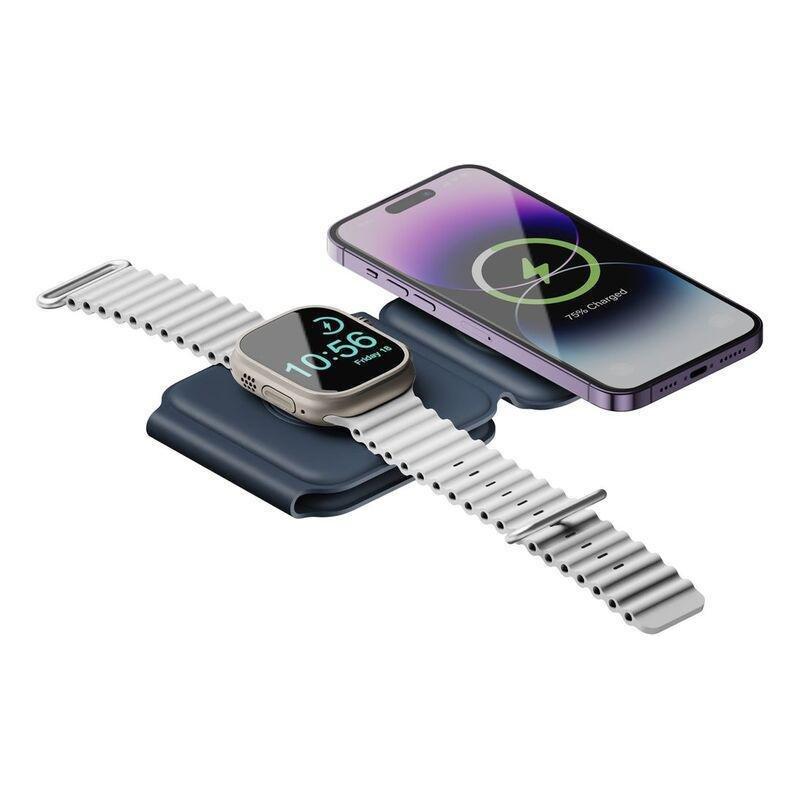 Bazic Gomag Trio 3-in-1 Foldable Magnetic Wireless Charger 15W iPhone/Watch/Airpods - Navy Blue, , large image number 4