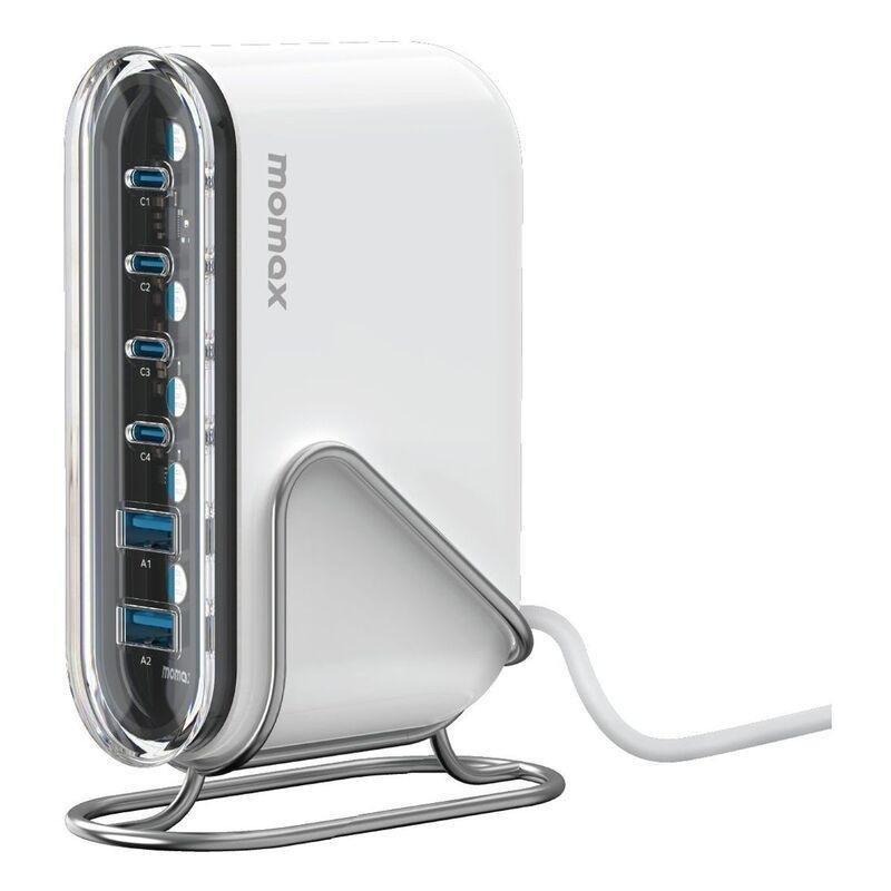 Momax 1- Charger Flow Plus PD 120W 6 Ports Gan Desktop Charger - White, , large image number 0