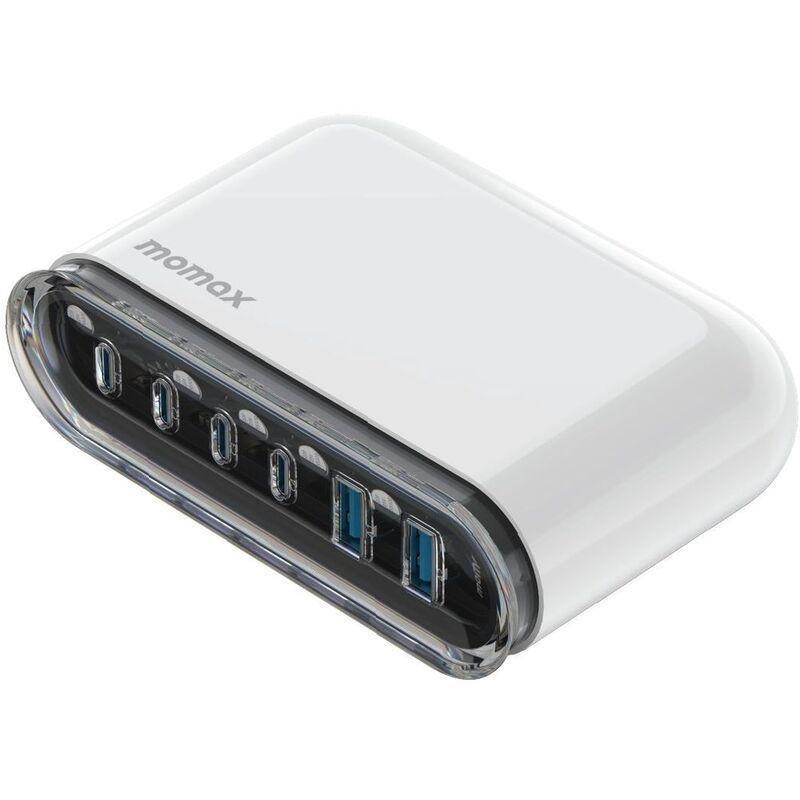 Momax 1- Charger Flow Plus PD 120W 6 Ports Gan Desktop Charger - White, , large image number 1