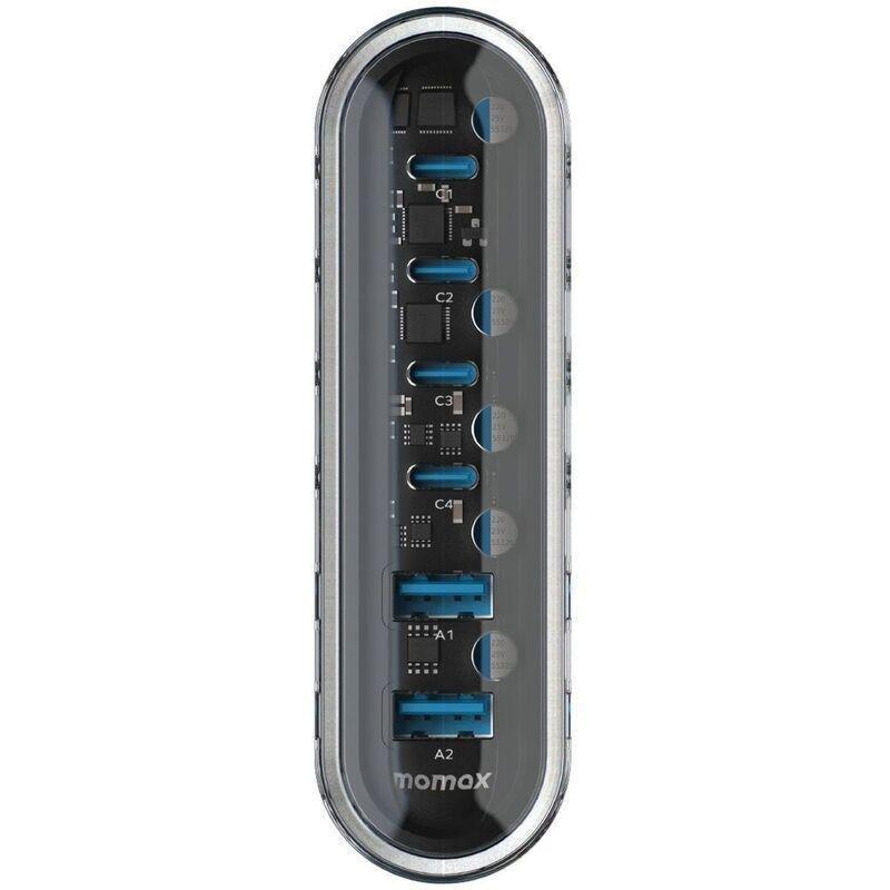 Momax 1- Charger Flow Plus PD 120W 6 Ports Gan Desktop Charger - White, , large image number 2