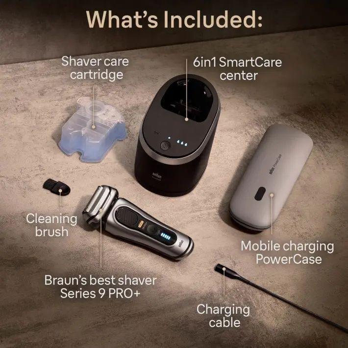 Braun Series 9 Pro+ 9577cc Wet & Dry shaver with 6-in-1 SmartCare Center and PowerCase - Silver, , large image number 4