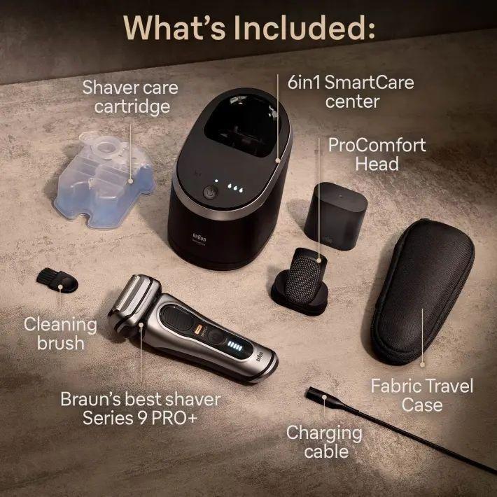 Braun Series 9 Pro+ 9597cc Wet & Dry shaver with 6-in-1 SmartCare Center and PowerCase - Silver, , large image number 4