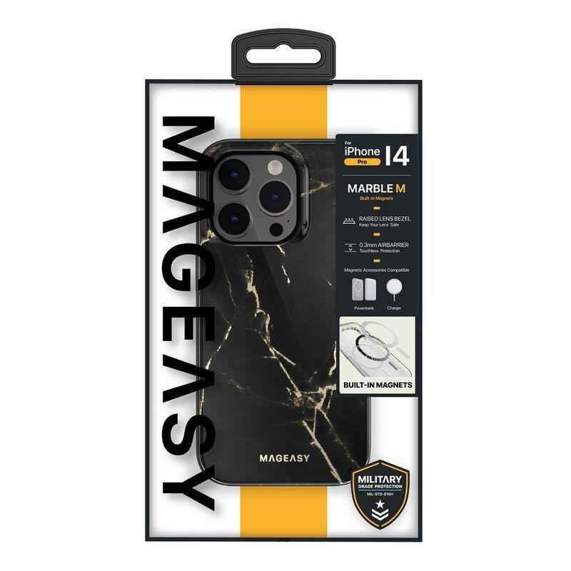 Mageasy MARBLE M Double Layer Decoration MagSafe Case for iPhone 14 Pro - Black, , large image number 1