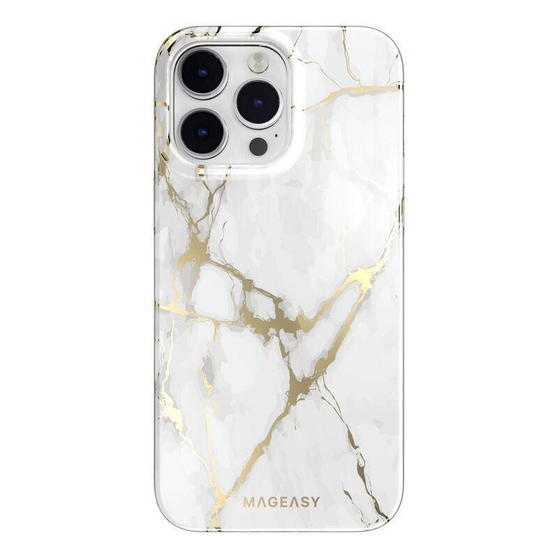 Mageasy MARBLE M Double Layer Decoration MagSafe Case for iPhone 14 Pro Max - White, , large image number 0