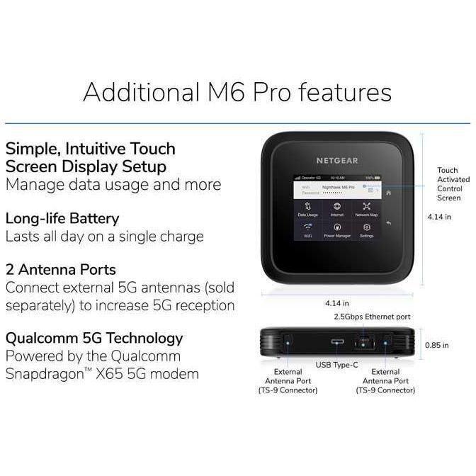 NETGEAR Nighthawk M6 Pro 5G WiFi 6E Mobile Hotspot Router Unlocked (4Gbps), , large image number 7