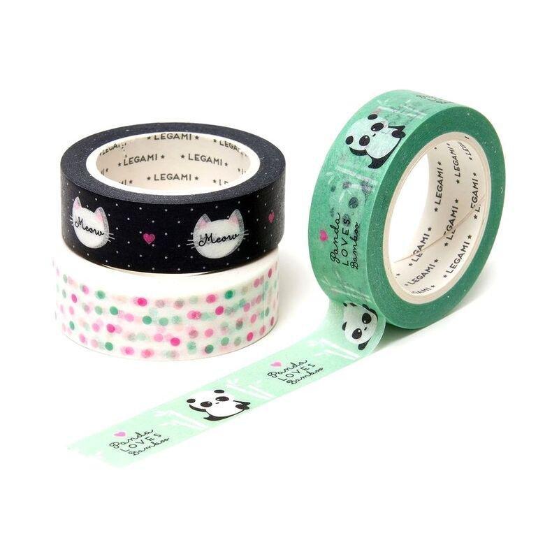 LEGAMI Set of 5 Paper Sticky Tapes – Panda & Friends