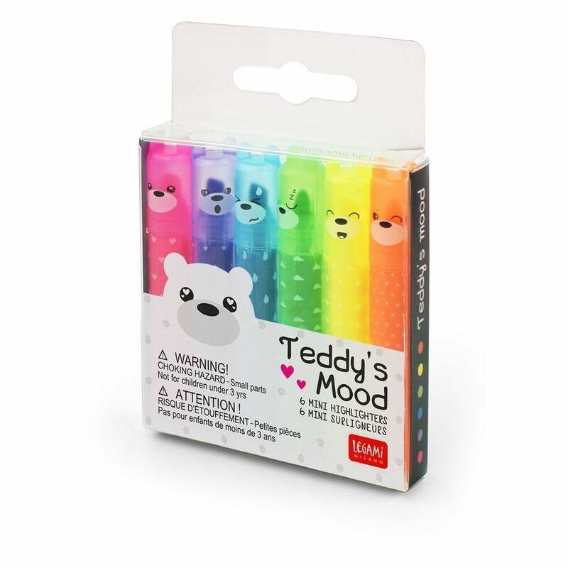 Legami Teddy's Mood - Mini Highlighters (Set of 6), , large image number 1