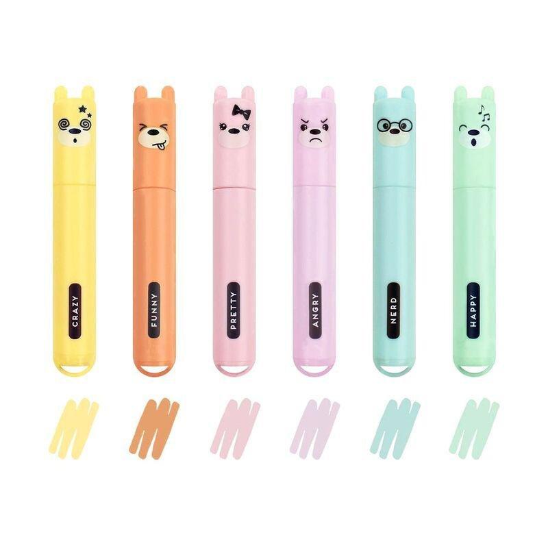 Legami Teddy's Style - Mini Pastel Highlighters (Set of 6), , medium