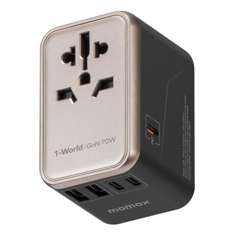 Momax 1-World 70W GaN AC Travel Adaptor - Titanium, , medium