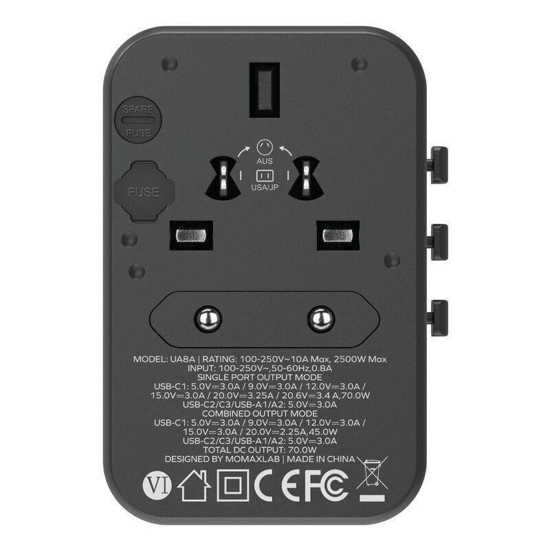 Momax 1-World 70W GaN AC Travel Adaptor - Titanium, , large image number 3