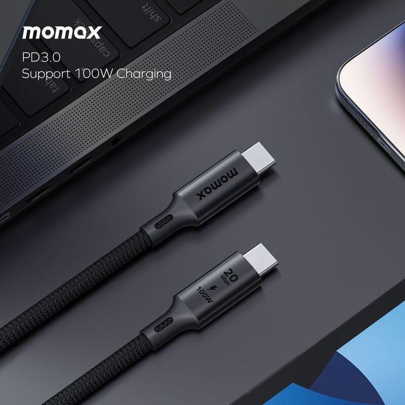 Momax Elite 100W USB-C To USB-C 3.2 Gen 2X2 20Gbps Cable 2m - Black, , large image number 3
