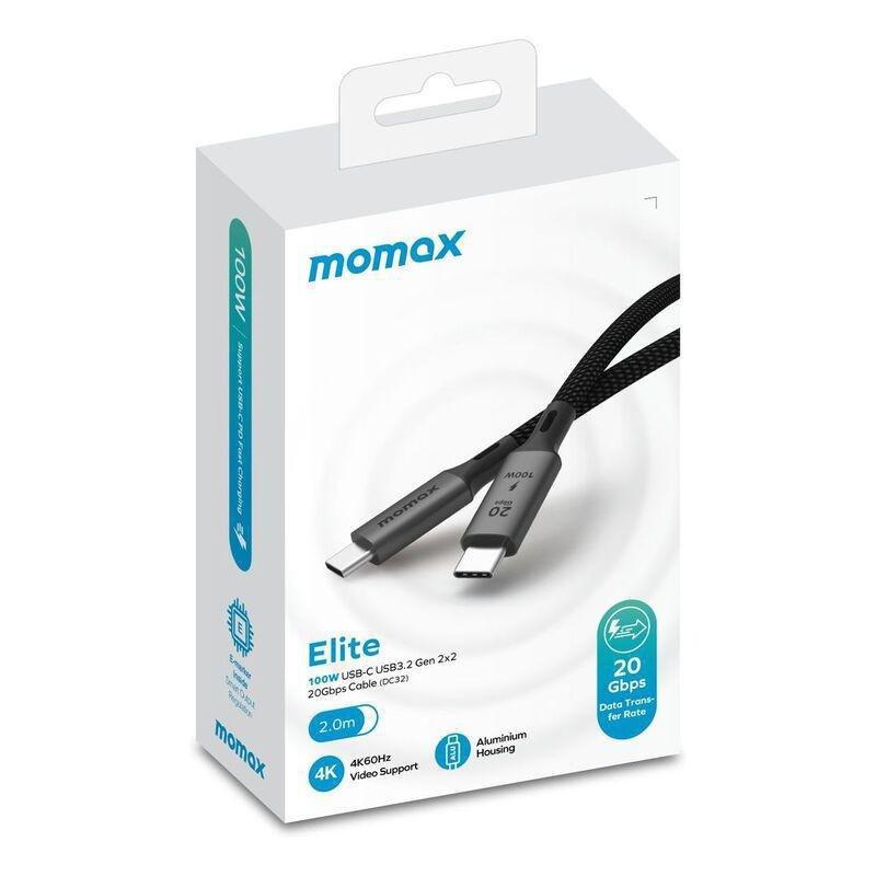 Momax Elite 100W USB-C To USB-C 3.2 Gen 2X2 20Gbps Cable 2m - Black, , large image number 4