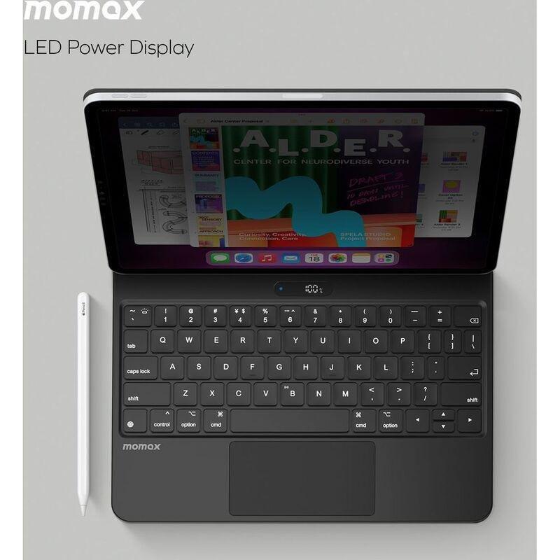 Momax Mag Link Waterproof Wireless Magnetic Keyboard For iPad Pro 11 & iPad Air - Black, , large image number 2