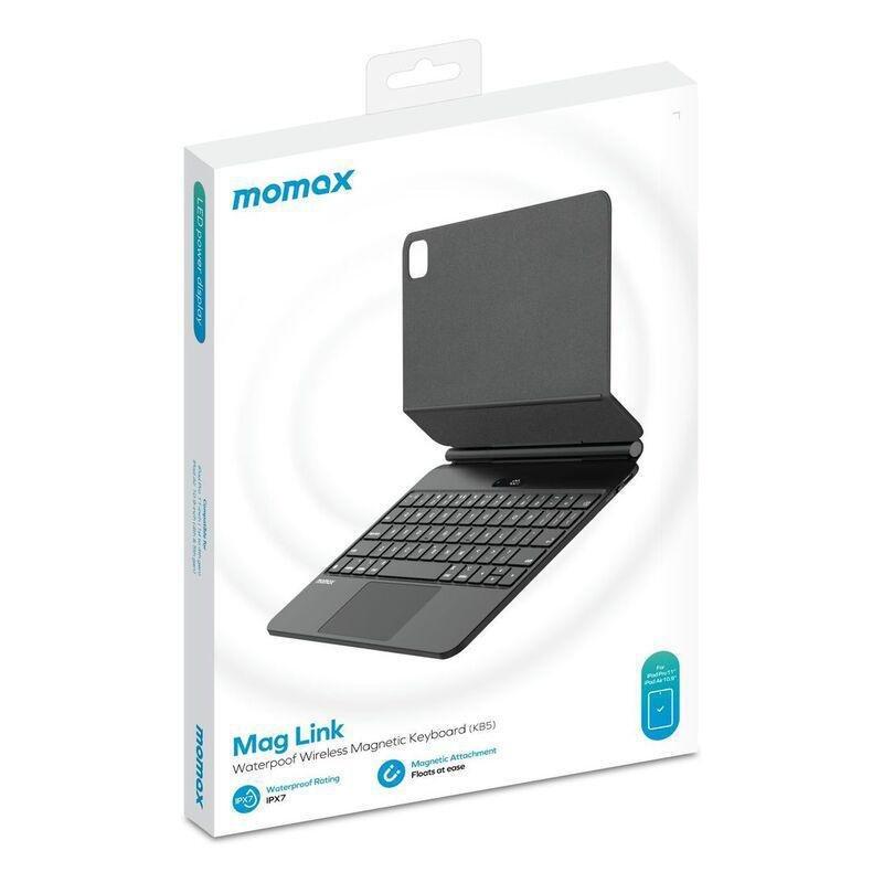 Momax Mag Link Waterproof Wireless Magnetic Keyboard For iPad Pro 11 & iPad Air - Black, , large image number 4