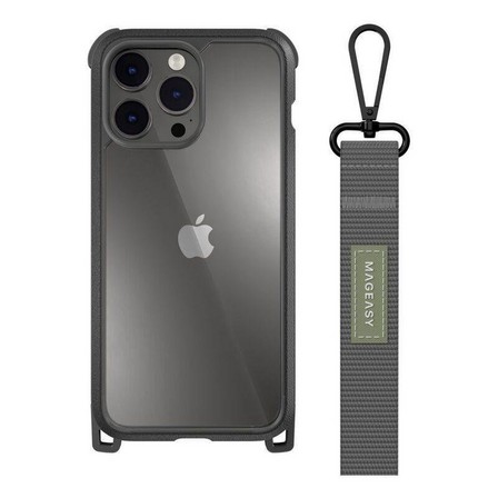 MAGEASY - Mageasy ODYSSEY+ Rugged Utility Protective Case with Lanyard for iPhone 14 Pro Max - Classic Gray