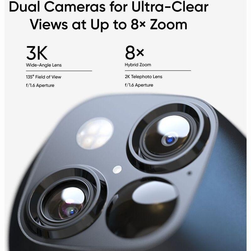 Eufy Security SoloCam S340 Wireless Outdoor Security Camera with Dual Lens and Solar Panel - Black/White, , medium