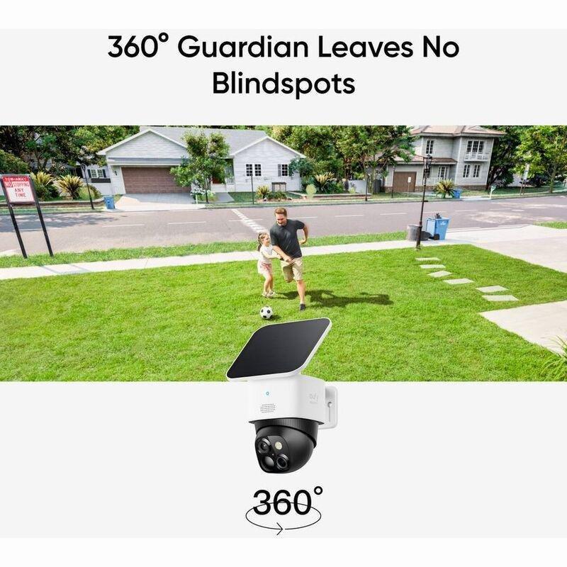 Eufy Security SoloCam S340 Wireless Outdoor Security Camera with Dual Lens and Solar Panel - Black/White, , medium