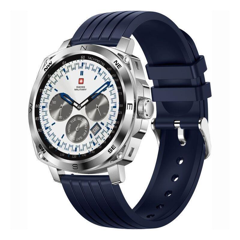 Swiss Military DOM4 Smartwatch - Silver With Blue Silicon Strap, , large image number 0