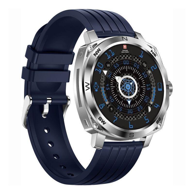 Swiss Military DOM4 Smartwatch - Silver With Blue Silicon Strap, , large image number 1