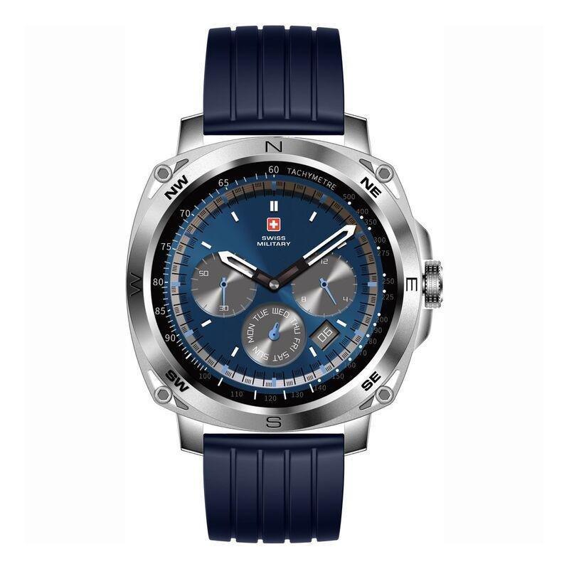 Swiss Military DOM4 Smartwatch - Silver With Blue Silicon Strap, , large image number 2