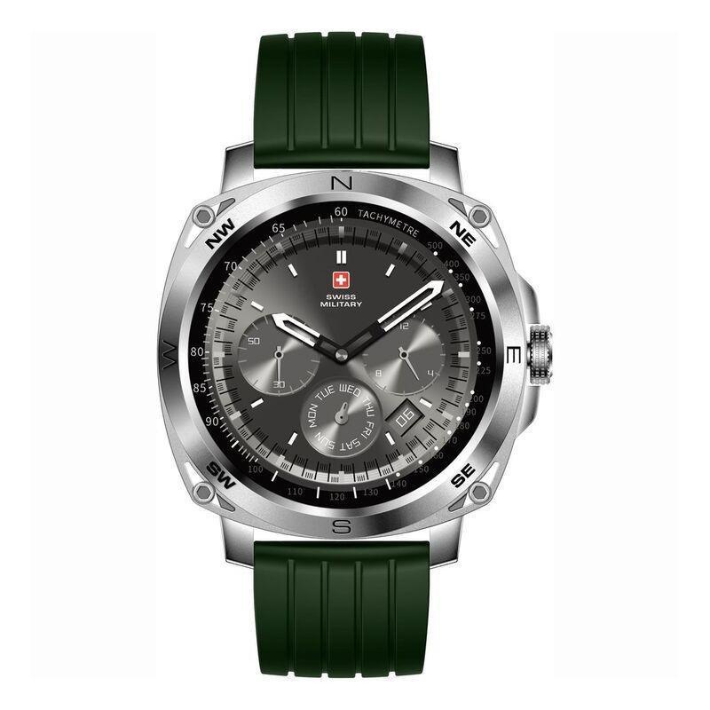 Swiss Military DOM4 Smartwatch - Silver With Green Silicon Strap, , large image number 1