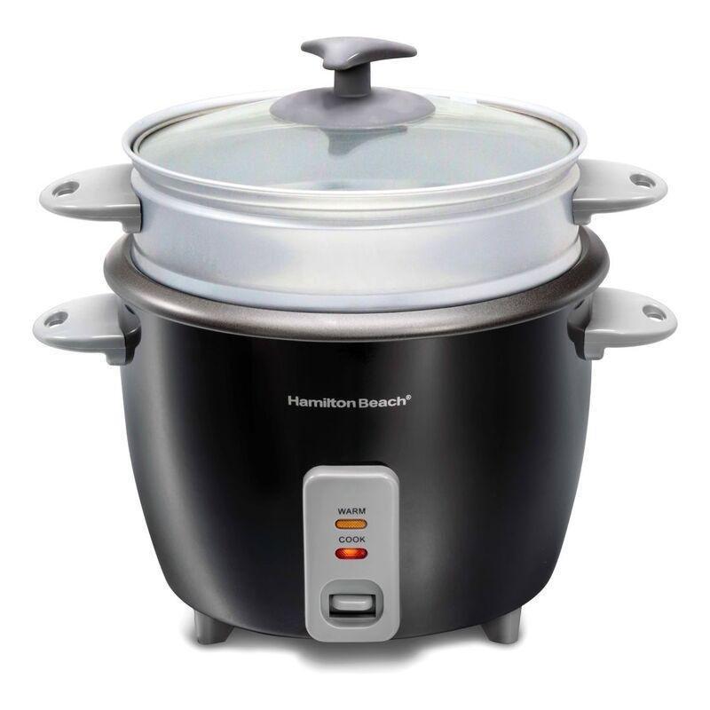 Hamilton Beach Rice Cooker & Steamer 1.5L 500W - Stainless Steel - Black, , large image number 0
