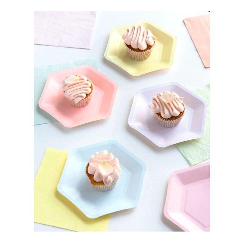 Talking Tables We Heart Pastels Hexagonal Plates - 6 Designs - 18 cm Diameter (Pack of 12), , large image number 1