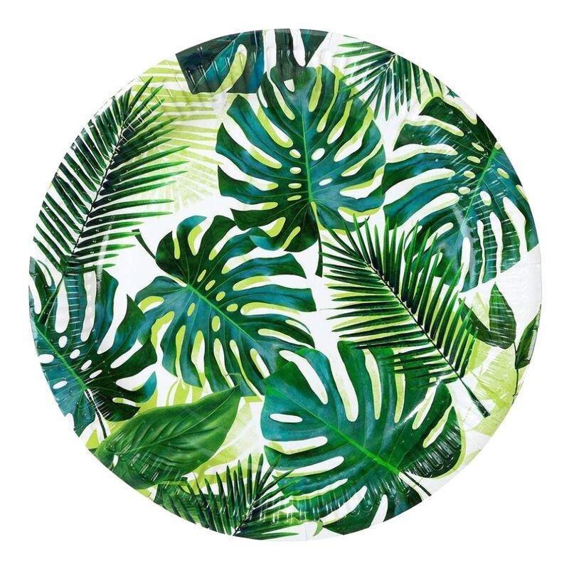 Talking Tables Tropical Fiesta Palm 9 Inch Round Paper Plates (Pack of 12), , medium