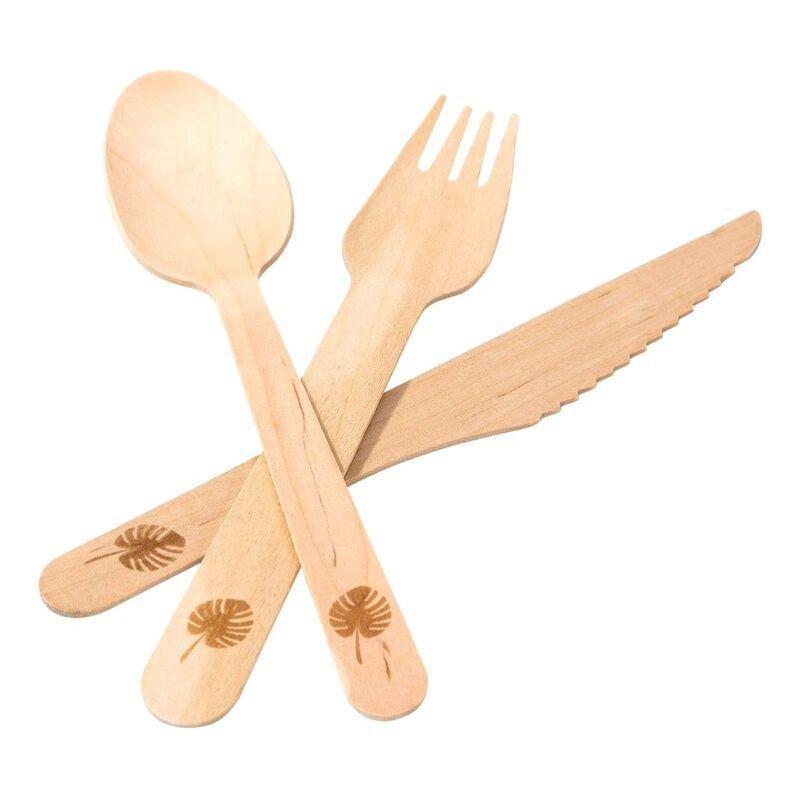Talking Tables Tropical Fiesta Wooden Cutlery 6 Place Settings Fork/Knife/Spoon (Set of 6), , large image number 1