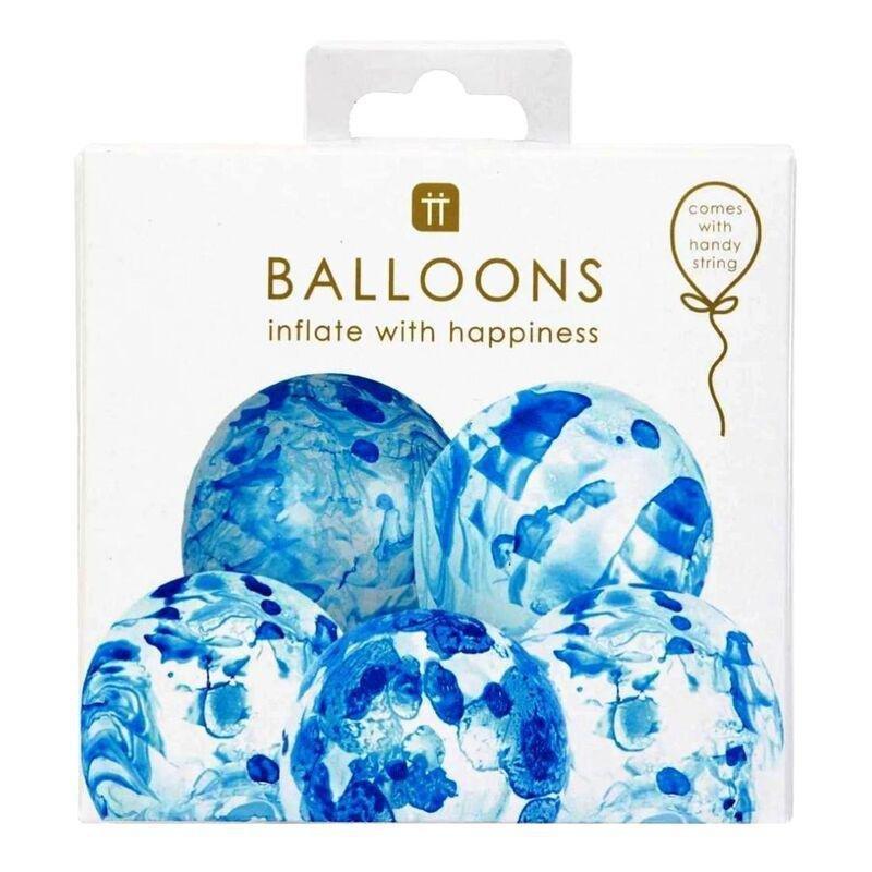 Talking Tables Marble Balloons Blue 30 cm (Pack of 5), , medium