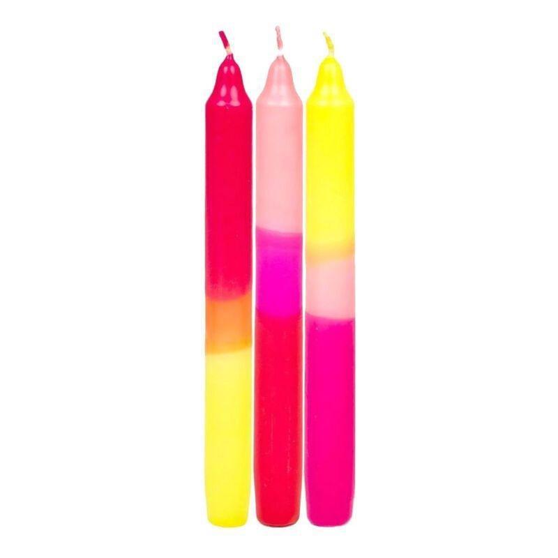 Talking Tables Marble Three Tone Pink/Yellow/Orange Dinner Candles (Pack of 3), , large image number 1
