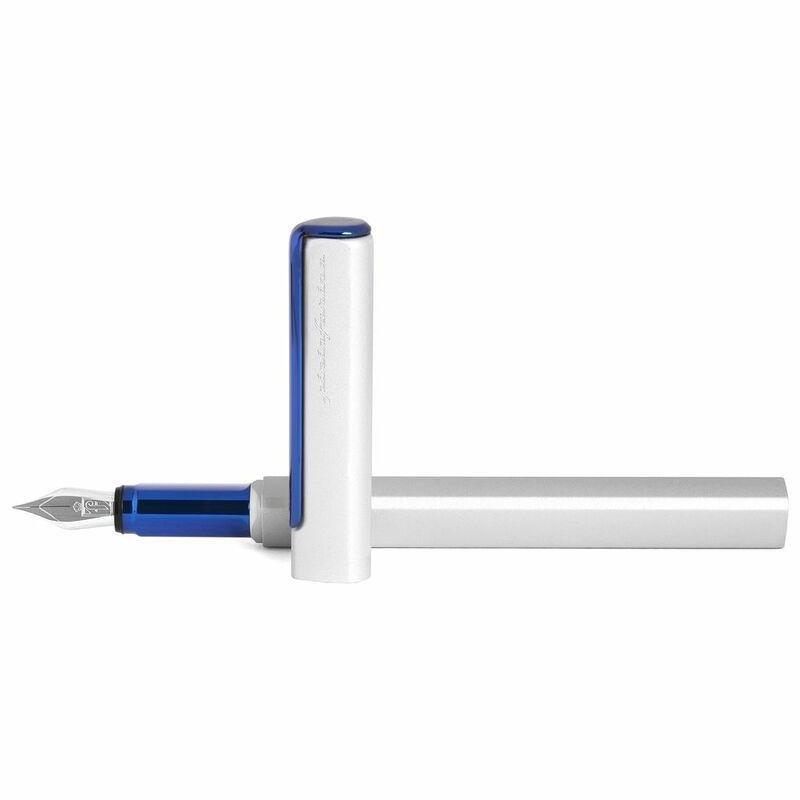 Pininfarina Segno PF One Fountain Pen Blue Silver/Nib Medium - Schmidt K6 Converter Black Ink, , medium