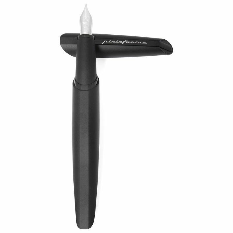 Pininfarina Segno PF Two Fountain Pen Black/Nib Medium - Schmidt K6 Converter Black Ink, , medium