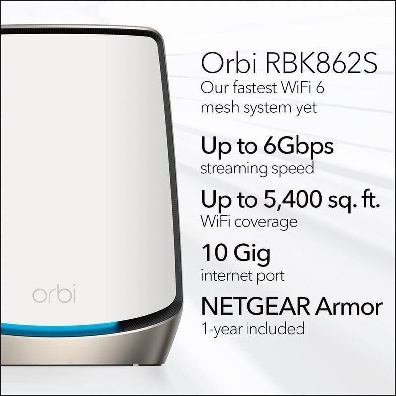NETGEAR RBK862S - Orbi 860 Series AX6000 Tri-Band WiFi 6 Mesh System - 2-Pack (6Gbps), , large image number 1