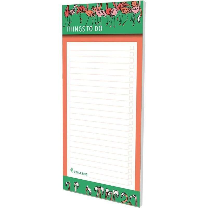 Collins Flourish To Do List Notepad With Slim Magnetic Pad - Flamingo Design Green, , large image number 0
