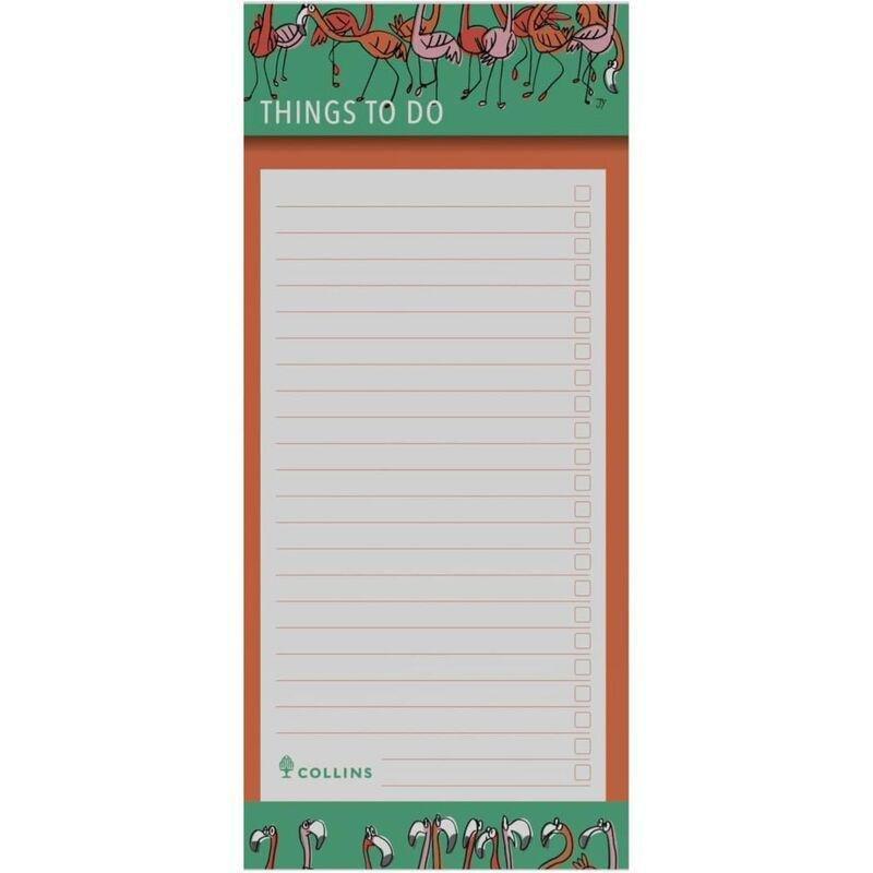 Collins Flourish To Do List Notepad With Slim Magnetic Pad - Flamingo Design Green, , large image number 1