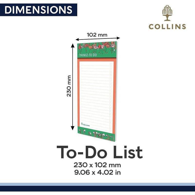 Collins Flourish To Do List Notepad With Slim Magnetic Pad - Flamingo Design Green, , large image number 2