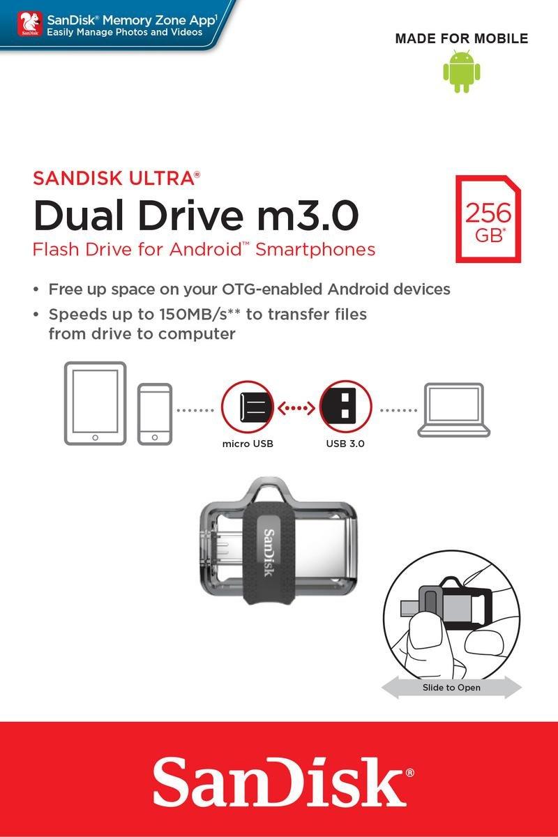 SanDisk Ultra Dual Drive M3.0 256GB Grey/Silver, , medium