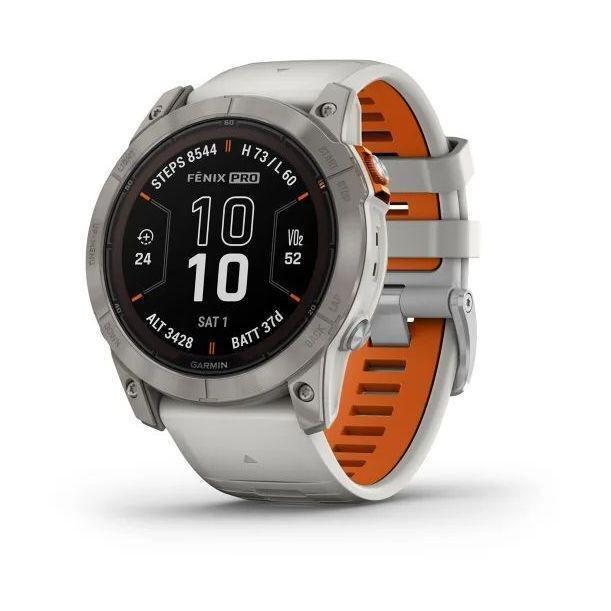 Garmin fenix 7X Pro - Sapphire Solar Edition Smartwatch - Titanium with Fog Gray/Ember Orange Band (51mm), , large image number 0
