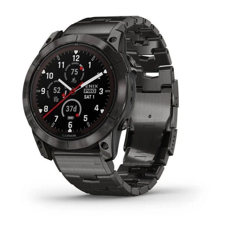 Garmin fenix 7X Pro - Sapphire Solar Edition Smartwatch - Carbon Gray DLC Titanium with Vented Titanium Bracelet (51mm), , large