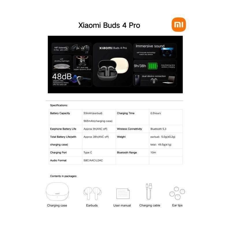 Xiaomi Bluetooth Buds 4 Pro - Black, , large image number 5