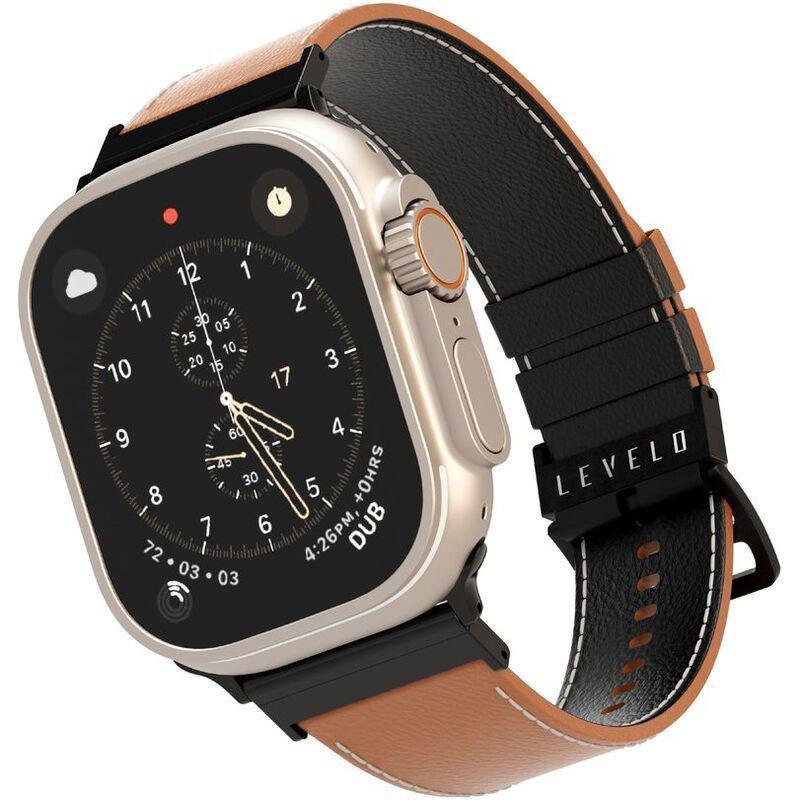 Levelo Montre Watch Strap for Apple Watch 49/45/44/42mm - Brown/Black, , large image number 0