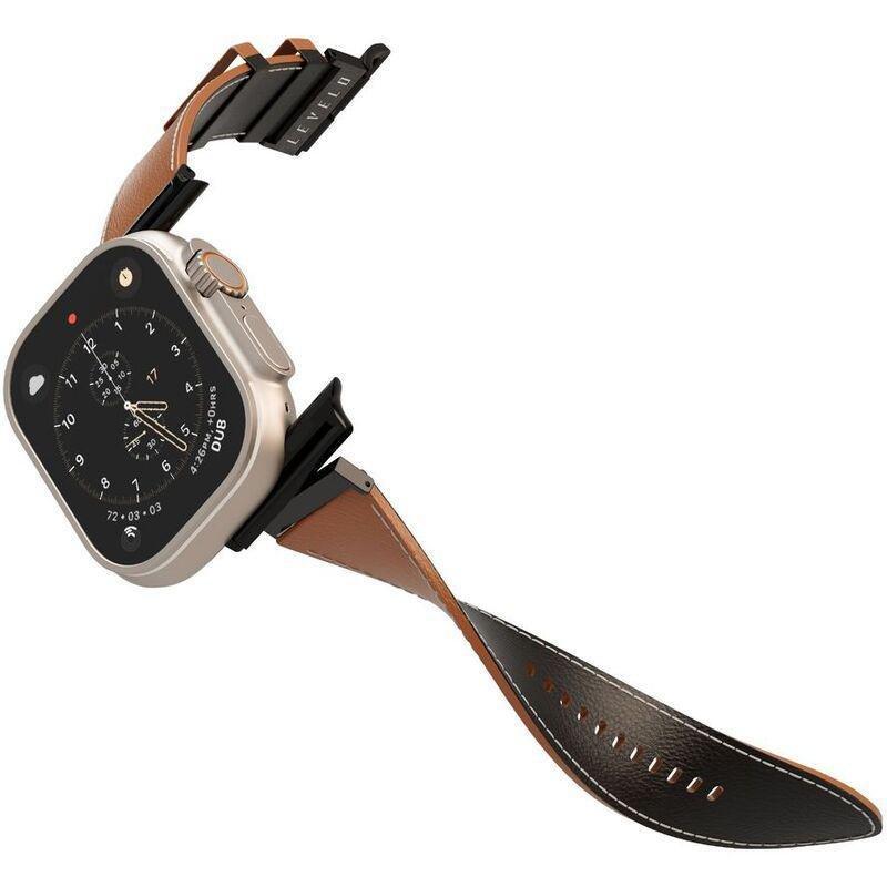 Levelo Montre Watch Strap for Apple Watch 49/45/44/42mm - Brown/Black, , large image number 2