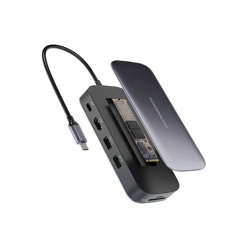 Powerology USB-C All-in-One Hub with Built-in 256GB SSD Drive, , medium