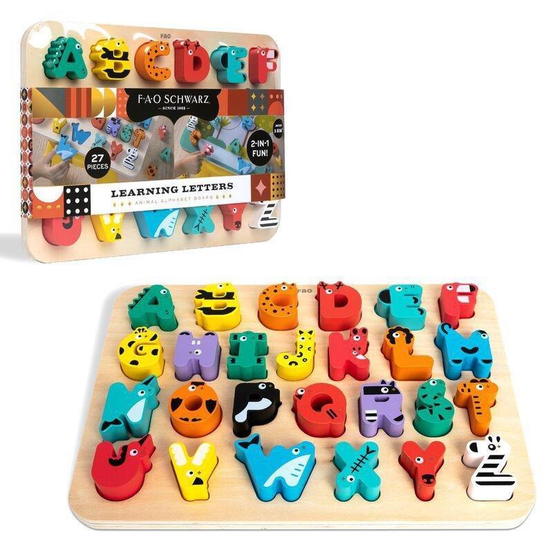 FAO Schwarz Learning Letters Animal Alphabet Board Wooden Set (27 Pieces), , large image number 0
