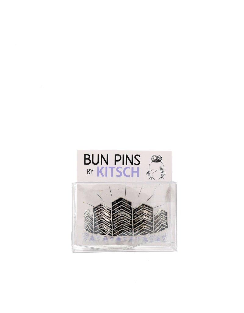 Kitsch Chevron Silver Bun Pin, , large image number 1