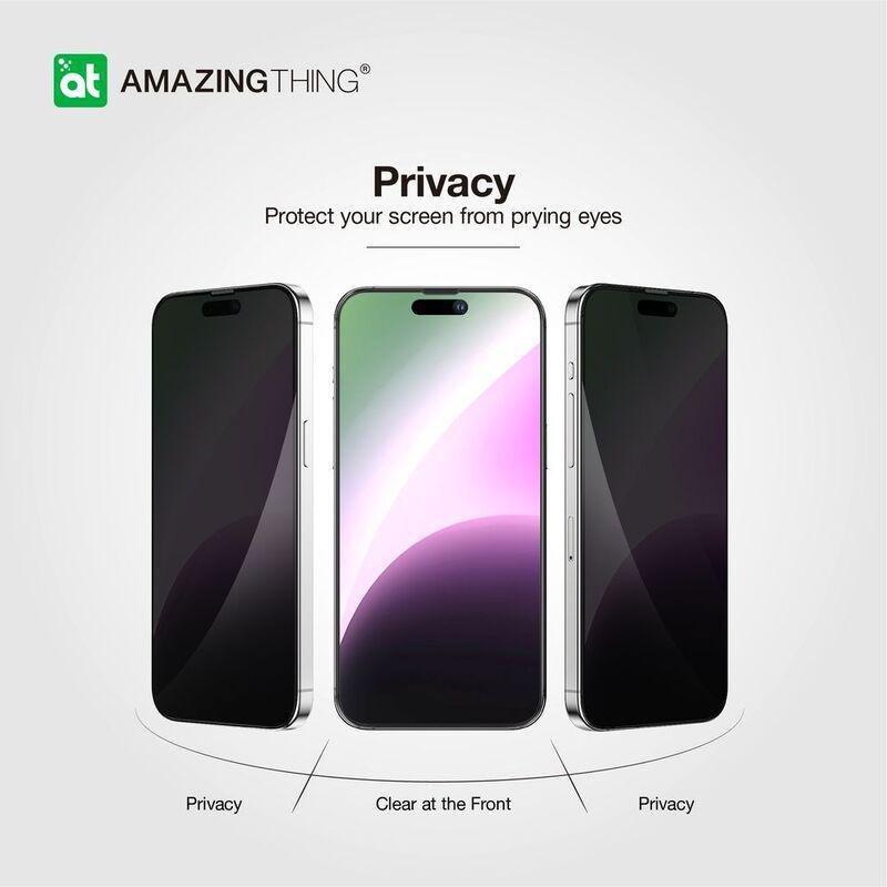 Amazing Thing iPhone 15 Pro 6.1-Inch 3D Fully Covered Dust Filter Titan Privacy Glass, , large image number 3