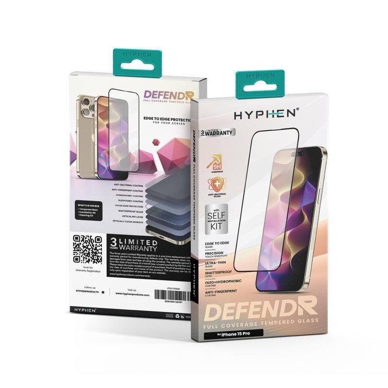 HYPHEN Defendr Full Coverage Tempered Glass with Applicator for iPhone 15 Pro - 6.1-Inch, , large image number 5