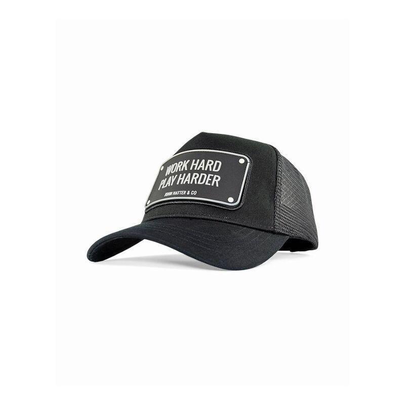 John Hatter & Co Work Hard Trucker Unisex Cap Black One Size, , medium