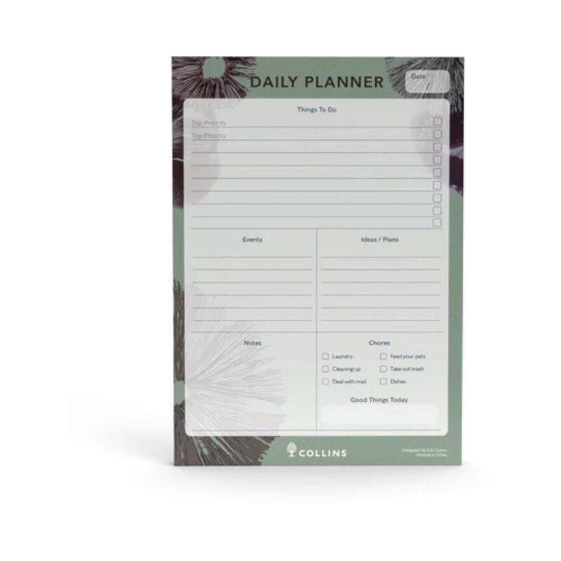 Collins Flourish A5 Daily Desk Pad To Do List And Task Tracker Notepad - 60 Sheets Green, , large image number 0